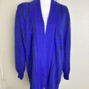 Vintage KAMIRAN Angora Rabbit Hair Purple Sweater Open Cardigan Size M - L - XL